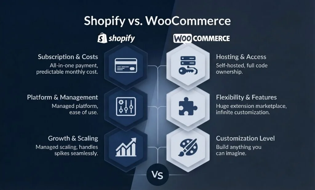 Shopify and WooCommerce ecommerce platform comparison